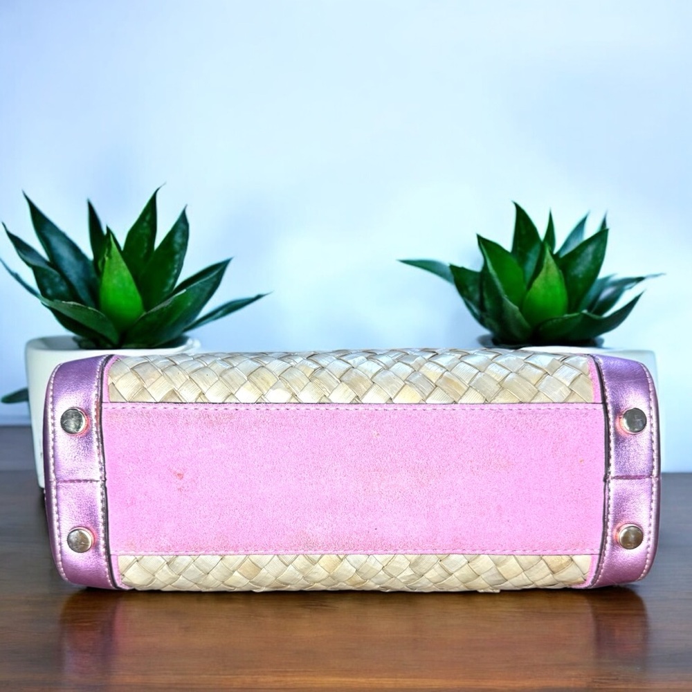 COACH - Pink and Cream Woven Satchel - Picture 10 of 13
